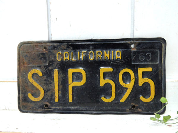 【カリフォルニア】1963年・SIP595・ヴィンテージ・ブラック×イエロー・ナンバープレート