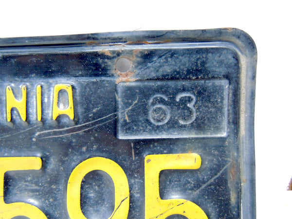 【カリフォルニア】1963年・SIP595・ヴィンテージ・ブラック×イエロー・ナンバープレート