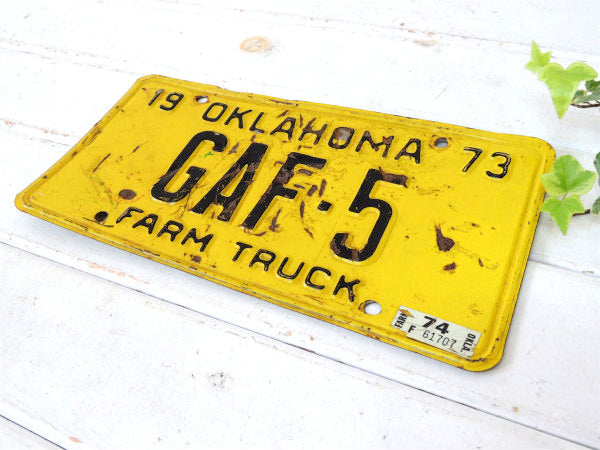 FARM トラック 1973s・オクラホマ州・農場・農園・ビンテージ・ナンバープレート US