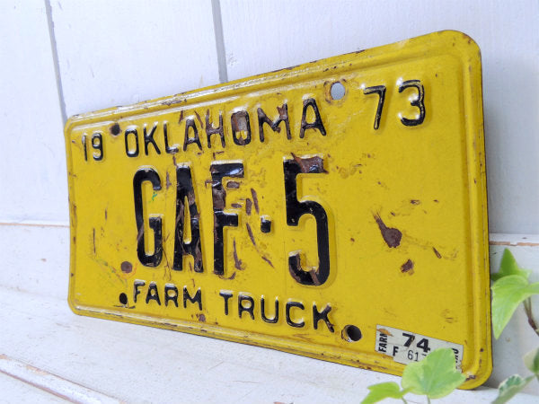FARM トラック 1973s・オクラホマ州・農場・農園・ビンテージ・ナンバープレート US