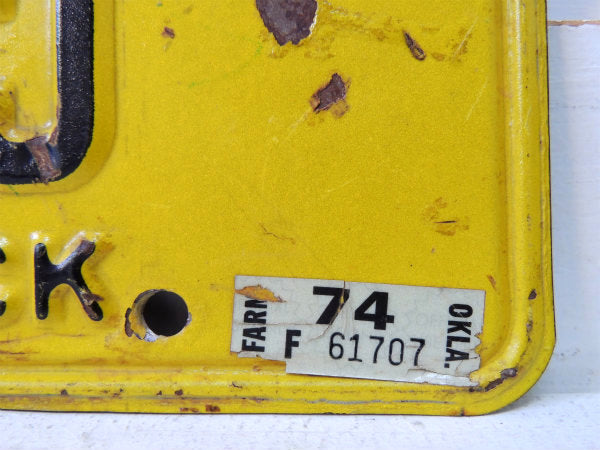 FARM トラック 1973s・オクラホマ州・農場・農園・ビンテージ・ナンバープレート US