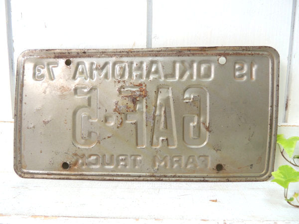 FARM トラック 1973s・オクラホマ州・農場・農園・ビンテージ・ナンバープレート US