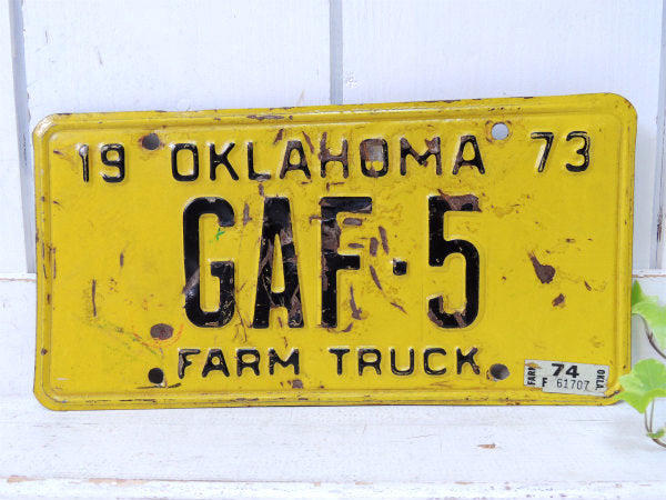 FARM トラック 1973s・オクラホマ州・農場・農園・ビンテージ・ナンバープレート US