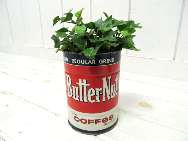 【Butter-Nut COFFEE】テキサス・ブリキ製・ヴィンテージ・コーヒー缶/ガーデニング