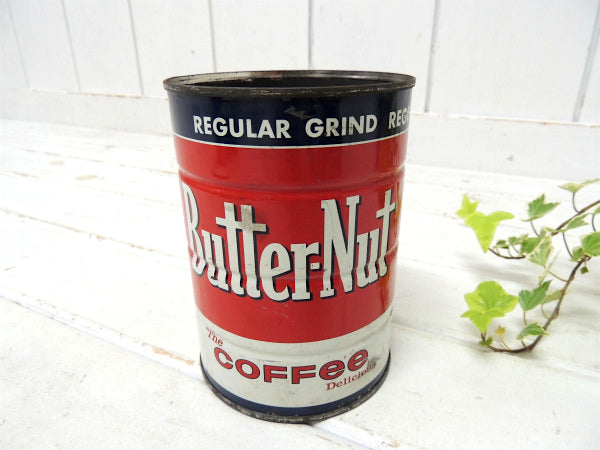 【Butter-Nut COFFEE】テキサス・ブリキ製・ヴィンテージ・コーヒー缶/ガーデニング