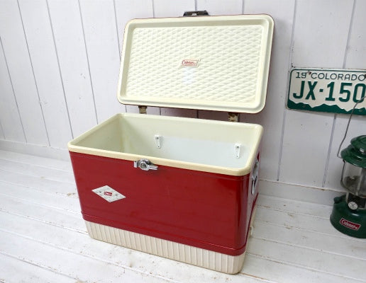 Coleman・コールマン・ダイヤロゴ・レッド・ヴィンテージ・クーラーボックス・アウトドア・キャンプ