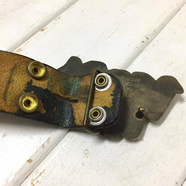 【BARON BUCKLE】フィンガーバックル・真鍮製・70'sヴィンテージ・レザーベルト・古着