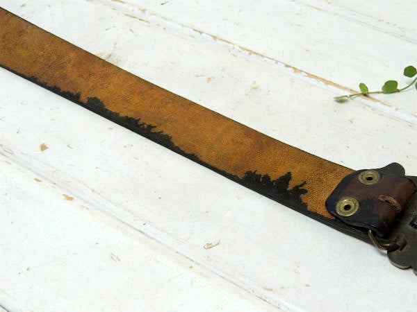 【BARON BUCKLE】フィンガーバックル・真鍮製・70'sヴィンテージ・レザーベルト・古着