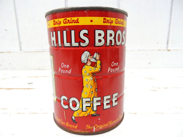 【HILLS BROS】ヒルスコーヒー・ブリキ製・ビンテージ・コーヒー缶・ティン缶・店内ディスプレイ
