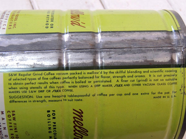 【S&W COFFEE】ブリキ製・ヴィンテージ・コーヒー缶・USA・保存容器・店舗ディスプレイ