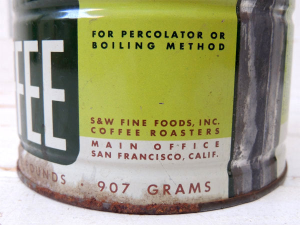 【S&W COFFEE】ブリキ製・ヴィンテージ・コーヒー缶・USA・保存容器・店舗ディスプレイ