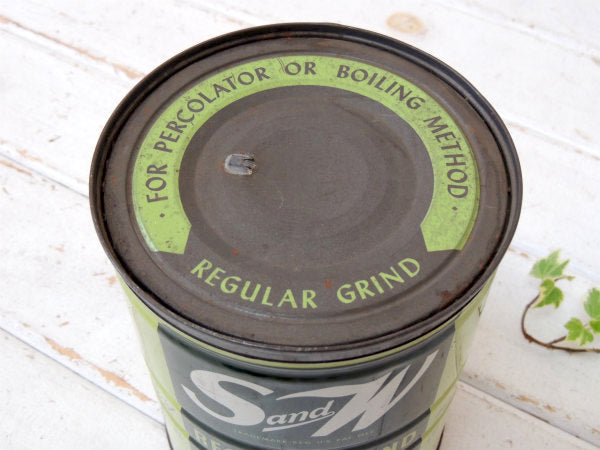 【S&W COFFEE】ブリキ製・ヴィンテージ・コーヒー缶・USA・保存容器・店舗ディスプレイ