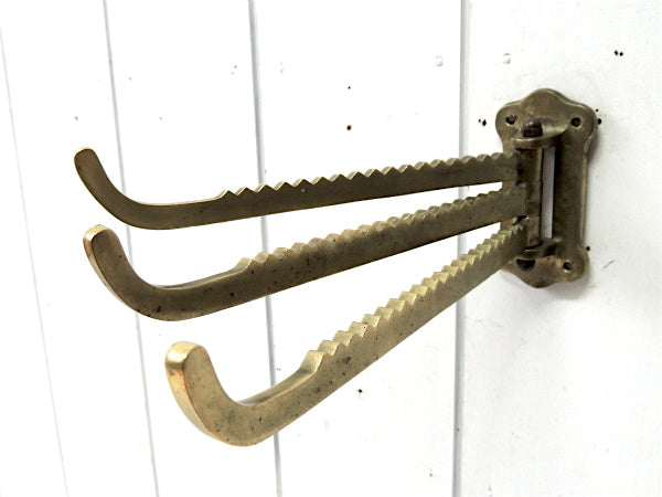 【BK・船内用・真鍮製】3段・可動式・アンティーク・フック・ハンガー・船・ヨット