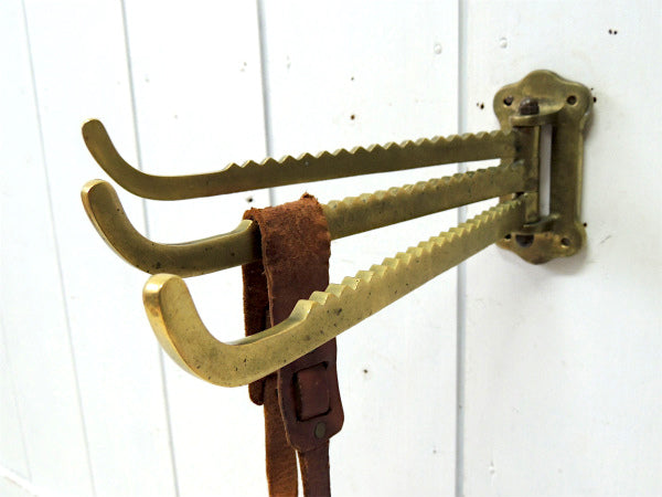 【BK・船内用・真鍮製】3段・可動式・アンティーク・フック・ハンガー・船・ヨット