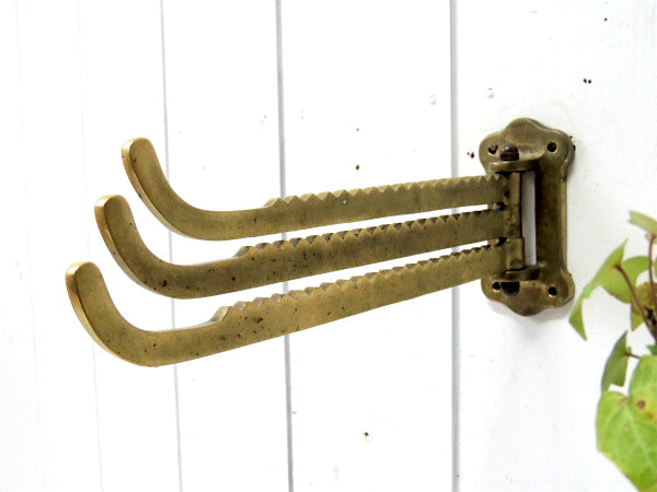 【BK・船内用・真鍮製】3段・可動式・アンティーク・フック・ハンガー・船・ヨット