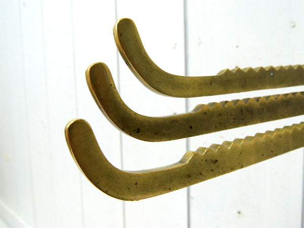 【BK・船内用・真鍮製】3段・可動式・アンティーク・フック・ハンガー・船・ヨット