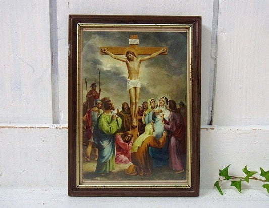 フレーム入り・イエスキリスト・ヴィンテージ・壁掛け/聖品