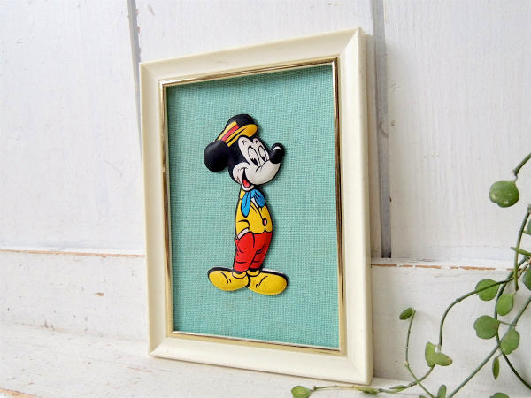 【ミッキーマウス】ウォルトディズニー・フレーム入り・60'sヴィンテージ・壁飾り・ウォールデコ