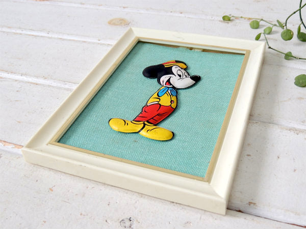 【ミッキーマウス】ウォルトディズニー・フレーム入り・60'sヴィンテージ・壁飾り・ウォールデコ