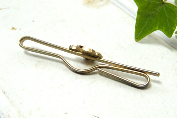 【クローバー・モチーフ・三つ葉】お洒落なヴィンテージ・タイピン・タイクリップ・グリーン×ゴールド