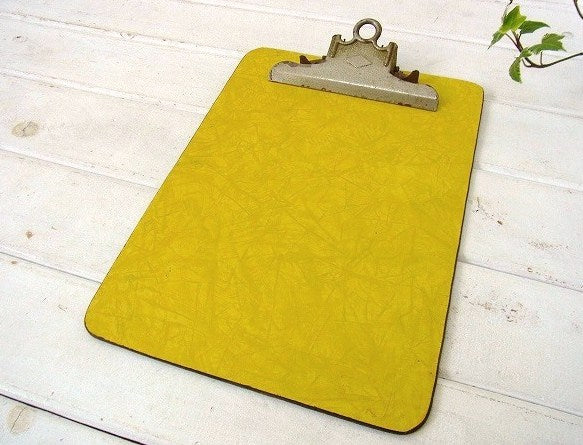 イエロー・ヴィンテージ・クリップボード/バインダー USA