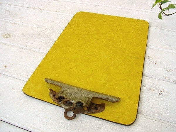 イエロー・ヴィンテージ・クリップボード/バインダー USA