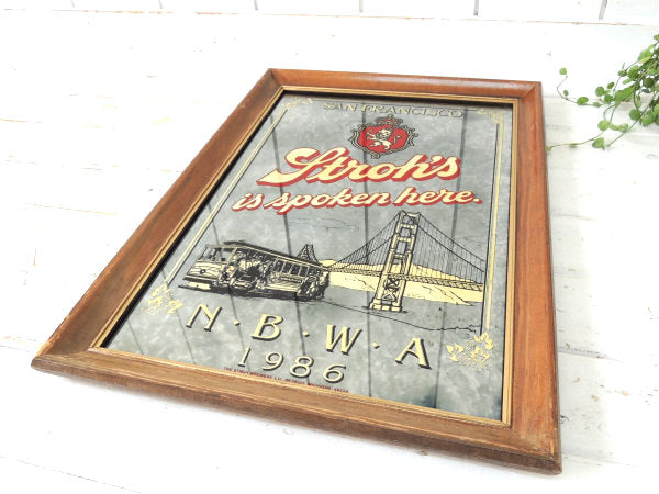 【ストローズ・Stroh's】パブミラー・ビールサイン・アドバタイジング・看板・ヴィンテージUS