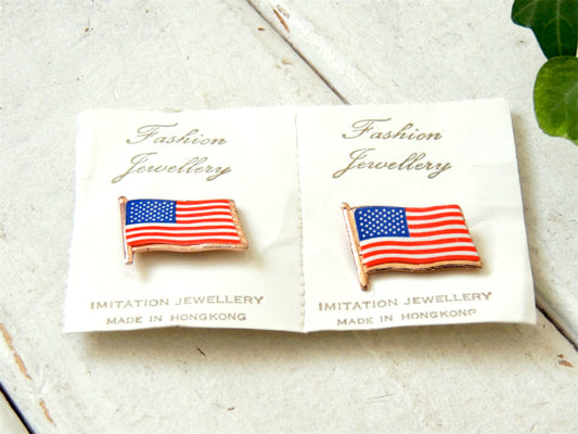 アメリカ星条旗 2個セット・USA・フラッグ・国旗柄・デッドストック・ブローチ・バッジ・アクセサリー