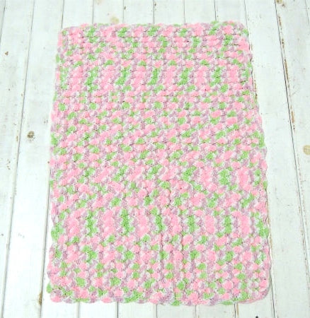 パステルカラー 立体編み ハンドメイド ヴィンテージ ブランケット ひざ掛け ベビーブランケット