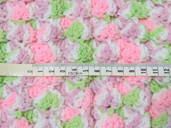 パステルカラー 立体編み ハンドメイド ヴィンテージ ブランケット ひざ掛け ベビーブランケット