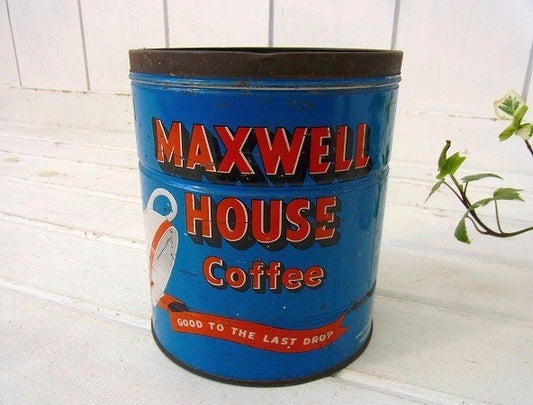 【MAXWELL HOUSE】ブリキ製・ヴィンテージ・コーヒー缶/ティン缶 USA