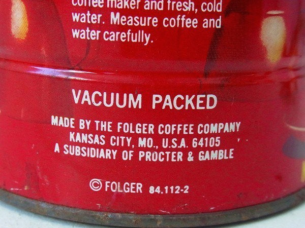 【Folgers】フォルジャーズ・ティン製・ヴィンテージ・コーヒー缶 USA