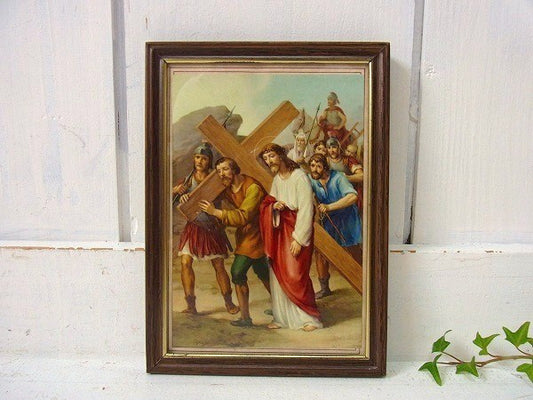 フレーム入り・イエスキリスト・ヴィンテージ・壁掛け/聖品