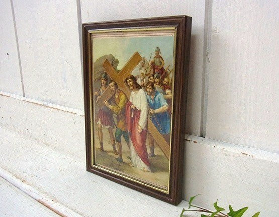 フレーム入り・イエスキリスト・ヴィンテージ・壁掛け/聖品