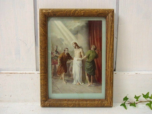 フレーム入り・イエスキリスト・ヴィンテージ・壁掛け/聖品/ポストカード