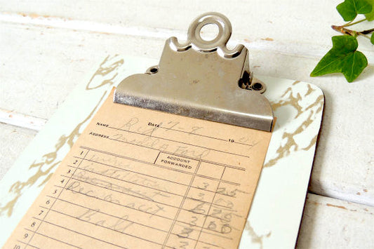 【ストーン柄・ホワイト】小さな・ヴィンテージ・クリップボード・バインダー・USA