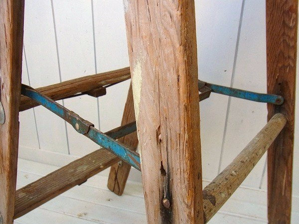 ロングサイズの木製・アンティーク・ステップラダー/脚立/ガーデニング　USA