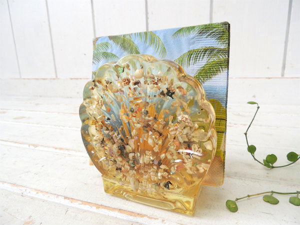 貝殻入り・シェル型・樹脂製・ヴィンテージ・ナプキンスタンド・ナプキンホルダー・ミッドセンチュリー