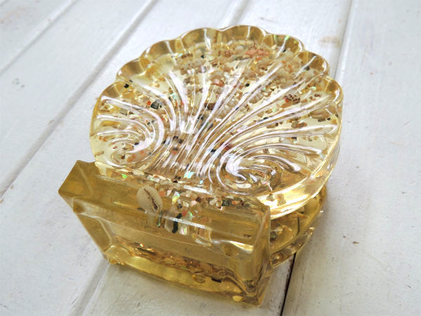 貝殻入り・シェル型・樹脂製・ヴィンテージ・ナプキンスタンド・ナプキンホルダー・ミッドセンチュリー