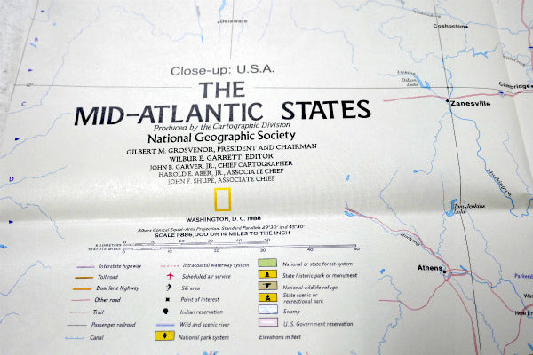 ウェストバージニア州 メリーランド州 USA デラウェア 1988年製・ヴィンテージ・マップ　地図
