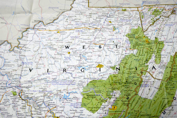 ウェストバージニア州 メリーランド州 USA デラウェア 1988年製・ヴィンテージ・マップ　地図