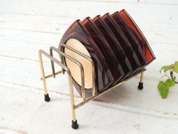 ミッドセンチュリー・ヴィンテージ・コースターセット・専用スタンド付き・ USA