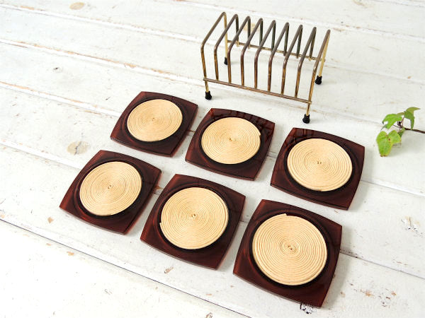 ミッドセンチュリー・ヴィンテージ・コースターセット・専用スタンド付き・ USA