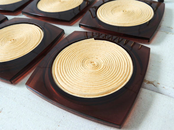 ミッドセンチュリー・ヴィンテージ・コースターセット・専用スタンド付き・ USA