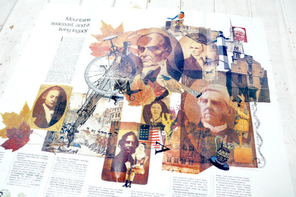 ニューハンプシャー コネチカット ロードアイランド マサチューセッツ バーモント ヴィンテージ 地図