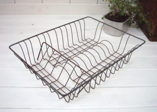 フランス 蚤の市 アイアン製 アンティーク ワイヤーディッシュラック バスケットラック 水切り カゴ