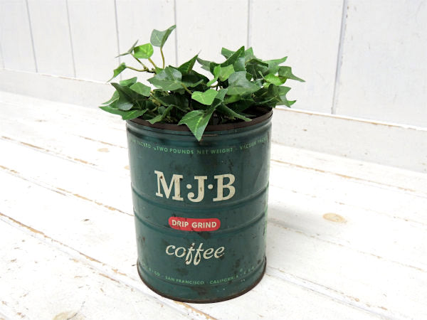 【MJB】USA・グリーントーン・ティン製・ヴィンテージ・コーヒー缶・ブリキ缶