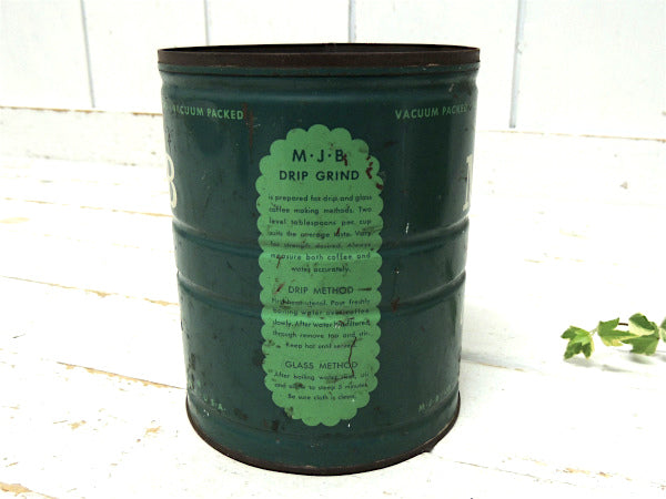 【MJB】USA・グリーントーン・ティン製・ヴィンテージ・コーヒー缶・ブリキ缶