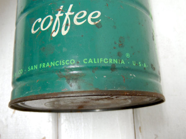 【MJB】USA・グリーントーン・ティン製・ヴィンテージ・コーヒー缶・ブリキ缶