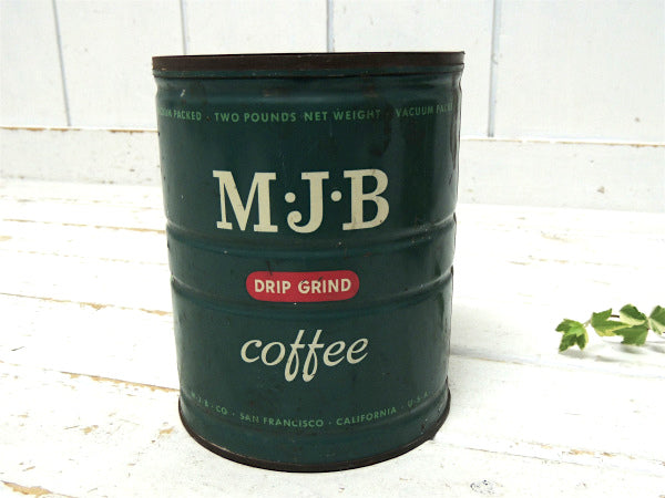 【MJB】USA・グリーントーン・ティン製・ヴィンテージ・コーヒー缶・ブリキ缶